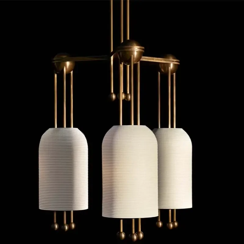 Modern LED Marble Stone Pendant Lights Lustre Chandelier for Living Room Spanish Gold Alabaster Ceiling Hanging Small