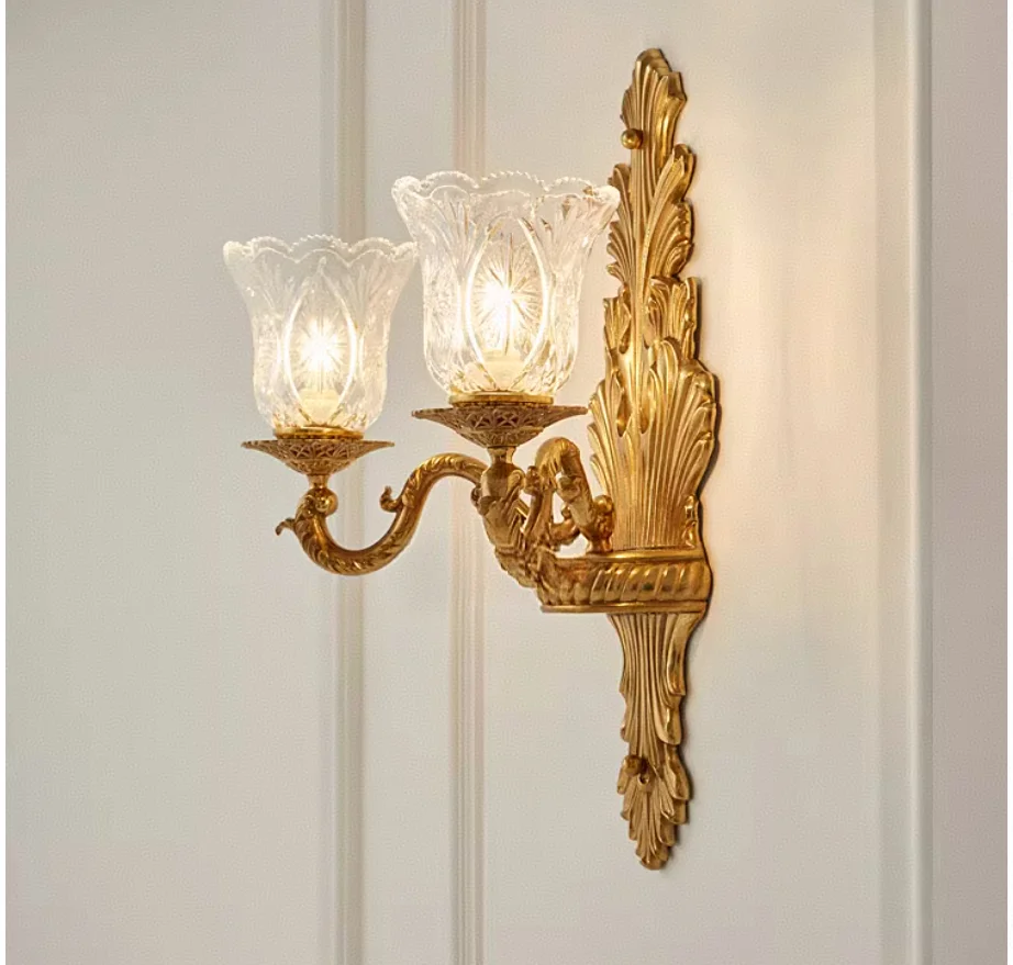 Copper Wall Lamp Wall Sconces Classical Golden Brass Wall Lamp Brass Wall Bracket Crystal Shade Modern Brass Wall Lamp Lustre