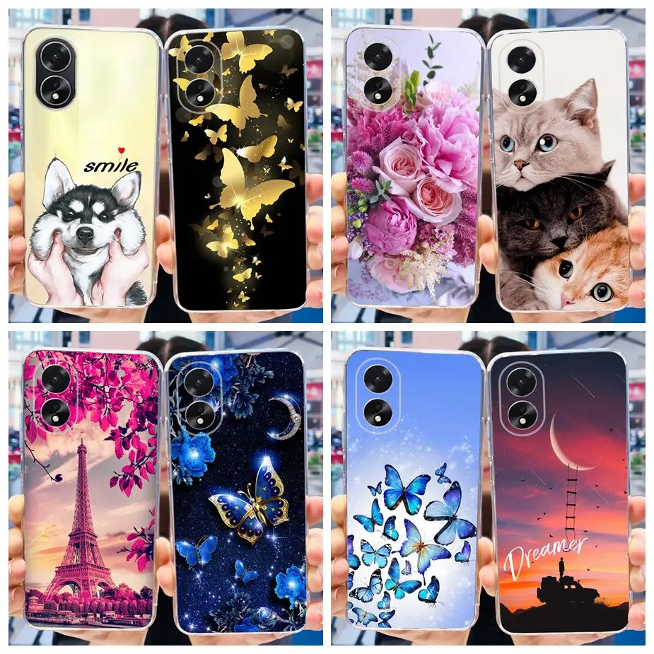 For Oppo A38 Case Oppo A18 Stylish Painted Cover Clear Silicone Soft TPU Phone Case For Oppo A18 A 38 OppoA18 OppoA38 Back Cover