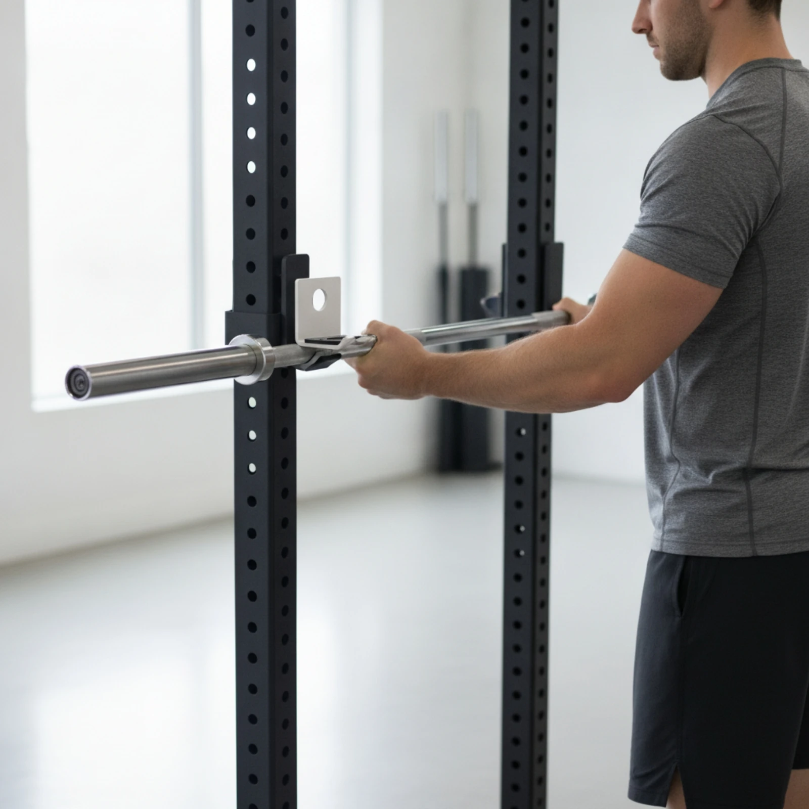 Barbell Storage Hook Space-Saving Squat Rack Hook Barbell Storage Bracket Rust-Resistant Wall-Mounted Rack Noise-Reducing