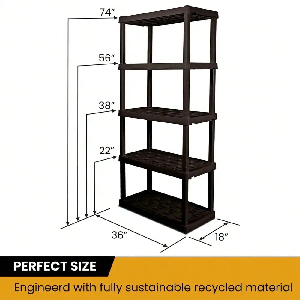 2 Large 5-Tier Black Shelving Units: Interlocking Multipurpose Organizer NEW