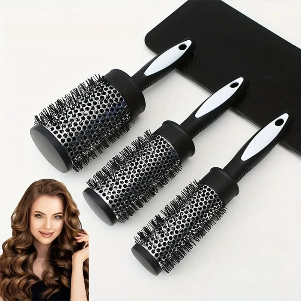 Thermal Round Hair Brush Set Anti-slip Handle Nylon Bristle Salon Hairdressing Curle Roller Comb Blow Drying Volume Styling Tool
