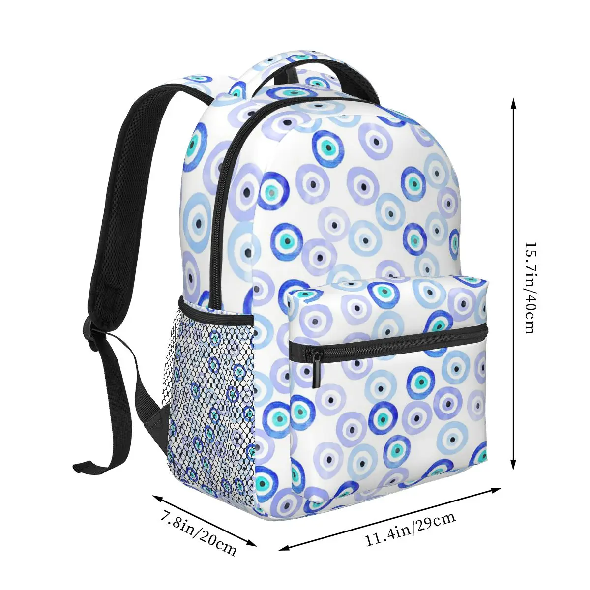 Watercolor Evil Eye Nazar Painting Backpack Hot Sale Daypack Large Capacity Children BookBag School Bag Shoulder Bags for Unisex