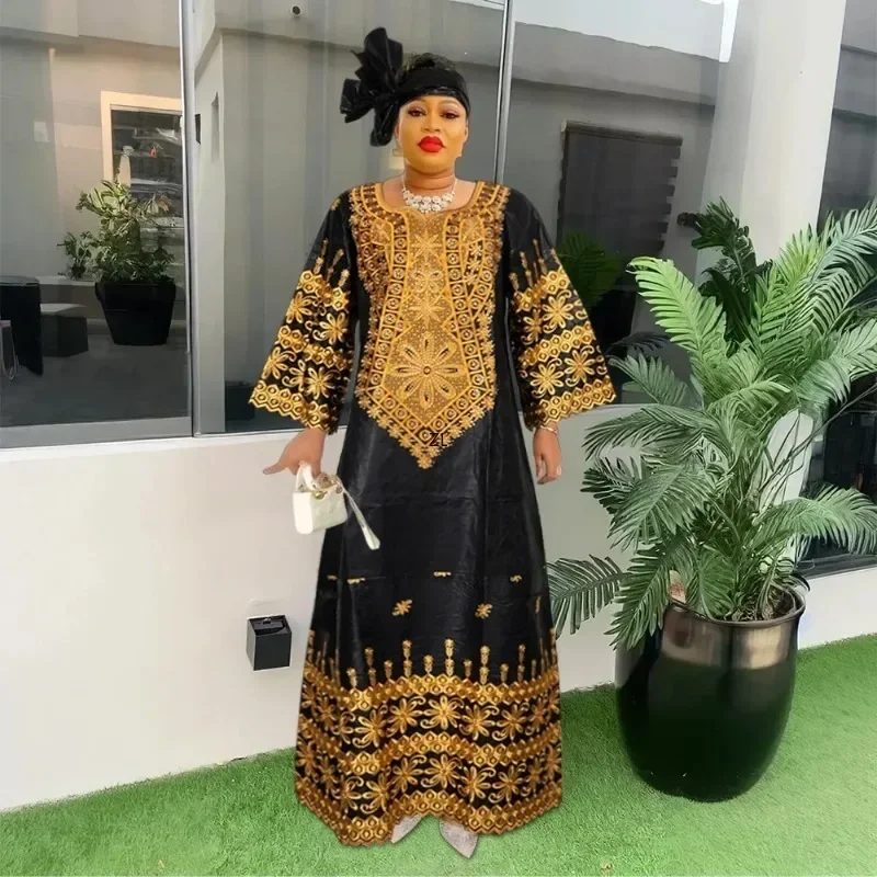 

Dashiki African Dresses for Women 2024 Fashion African 3/4 Sleeve Party Evening Wedding Long Robes Kaftan Muslim Abaya Outfits