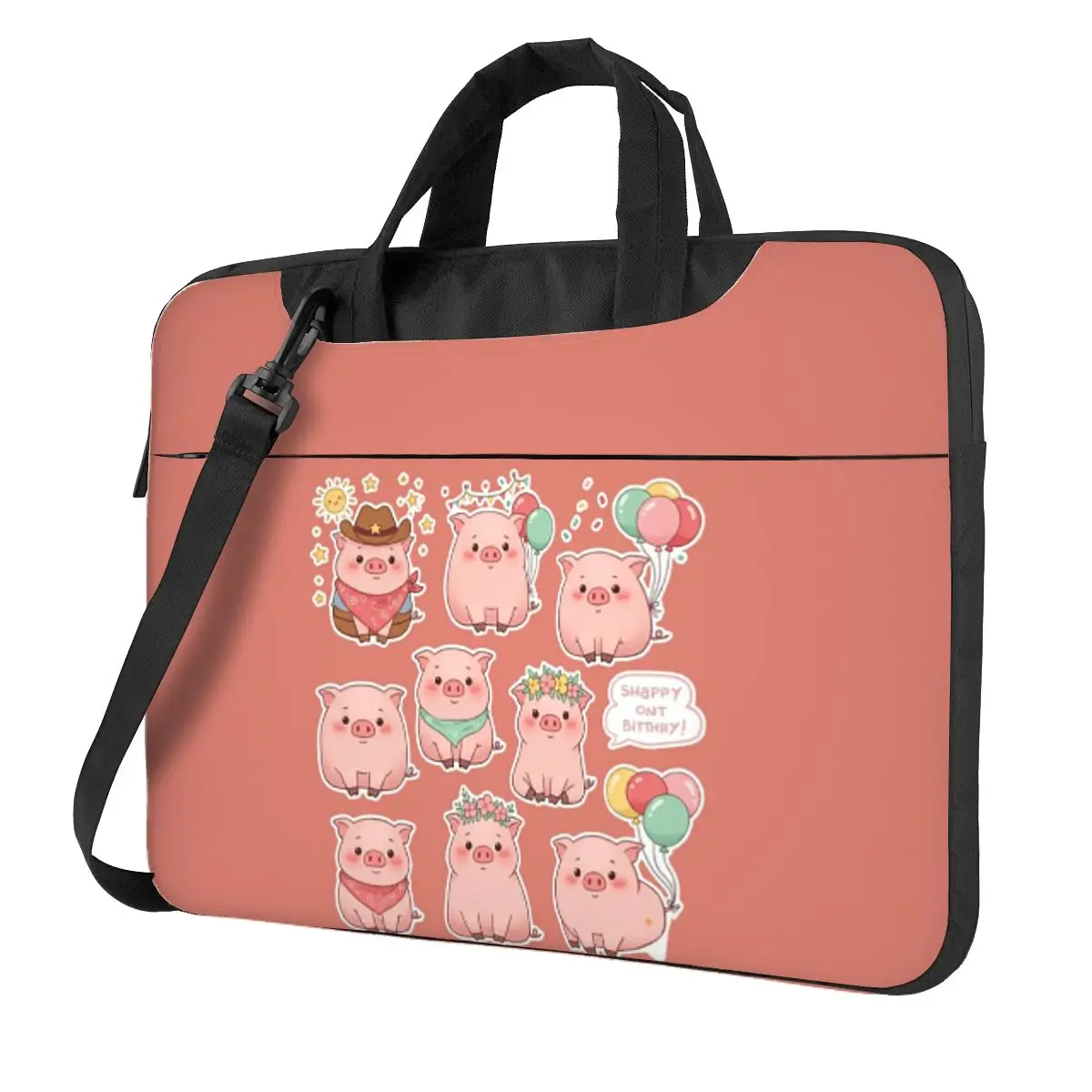 

Pig With Pink Bodies And Accessories Classic Sticker Crossbody Laptop Bag Case Computer Bag 13 14 15.6 Inch Notebook Pouch