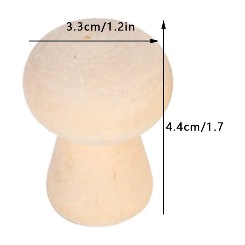 T84C-20Pcs de seta de madera sin terminar, cuerpos de muñeca con clavija de madera, forma de cabeza de seta, decoración DIY sin terminar para manualidades