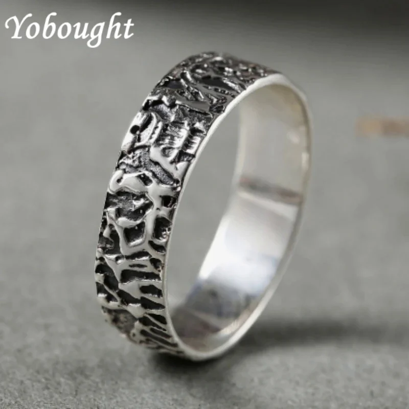 

Silverstone Bay S925 Sterling Silver Fashion Personalized Worn Out Men And Women'S Couple Ring Simple Retro JewelryFree Shipping