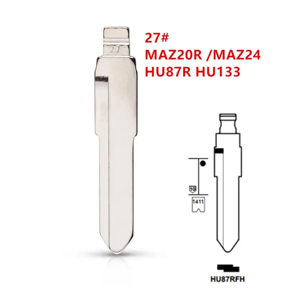 20pcs/lot #27 #27-1 Metal Uncut Flip Remote Key Blade For Mazda MAZ24R Key Blade MZ31 MAZ-11D for Keydiy KD Xhorse VVDI JMD