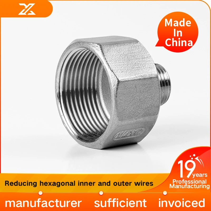 304 stainless steel inner and outer wire reducing pipe clamp, direct reduction, large and small head, internal tooth to external