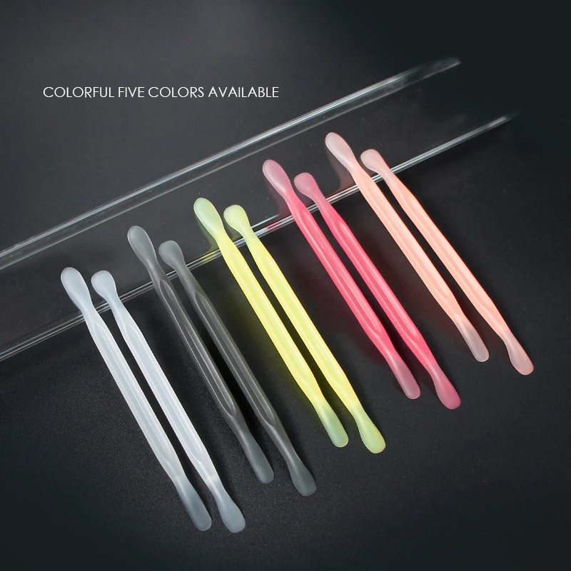2pcs Nail Cuticle Pusher Plastic Double End Reusable Manicure Cuticle Dead Skin Remove Pedicure Sticks Nail Art Clean Care Tool