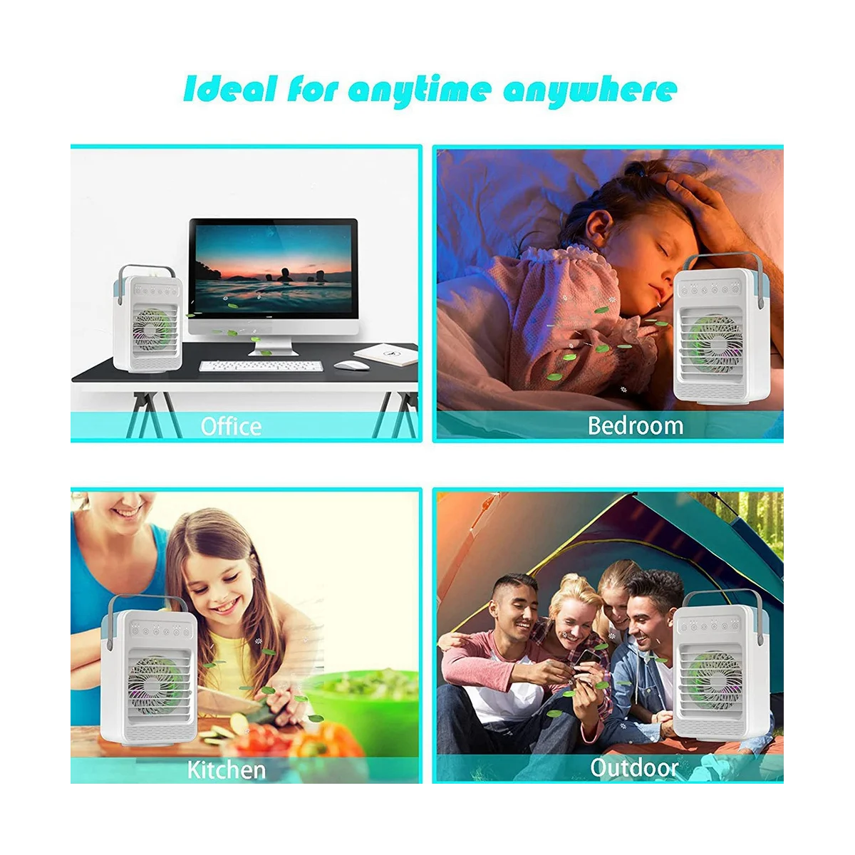 Portable Air Conditioner, 4 in 1 Evaporative Air Cooler with 600Ml Water Tank, 2/4/6H Timer 4 Speeds