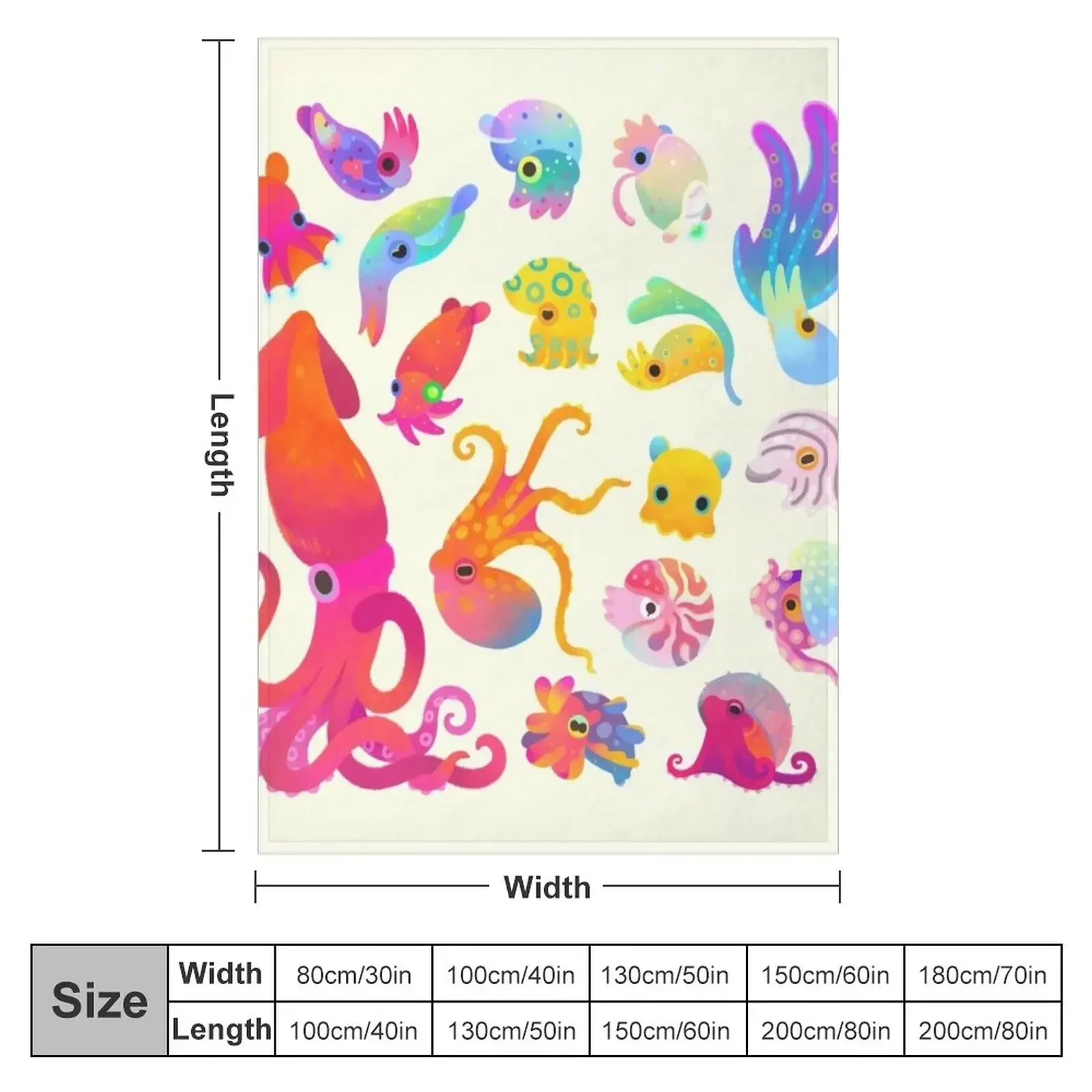 Cephalopod - pastel Throw Blanket Vintage Furrys Winter beds Blankets