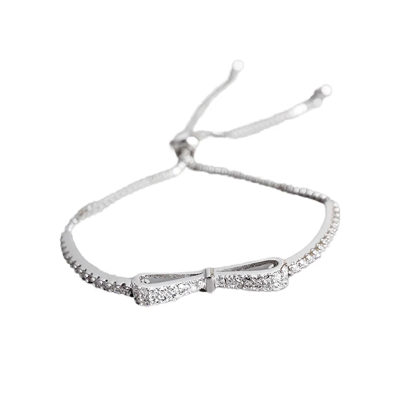 

Bow Micro Pave Zircon 925 Sterling Silver Adjustable Bracelet
