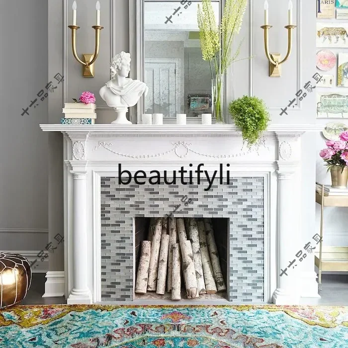 A95 Vintage Style Fireplace Mantel Retro French Entryway Cabinet Water Divider Cover American Decorative Cabinet