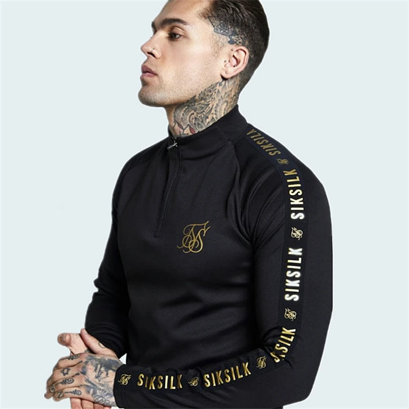 Sik Silk Spain Shirts Men SikSilk Long Sleeve T Shirt Men Autumn Sweatshirts Hip Hop Streetwear Sik Tshirt Silk Silk Sweatshirt