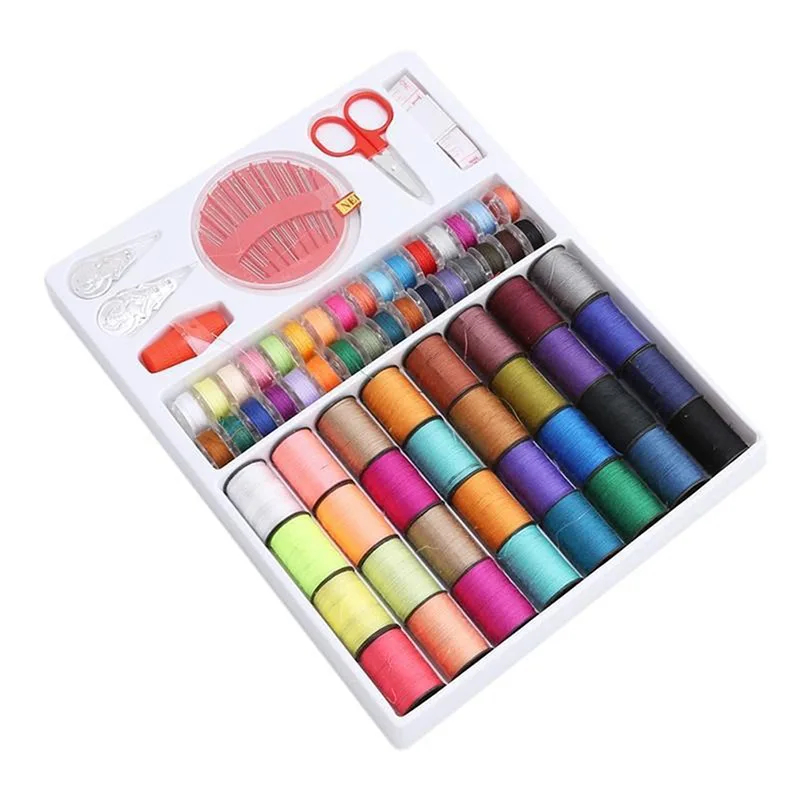 64 pièces Kits de couture bricolage ménage couleur Machine à coudre fil réparation ligne boîte de travail cousu à la main bas fil accessoires ensembles TMZ
