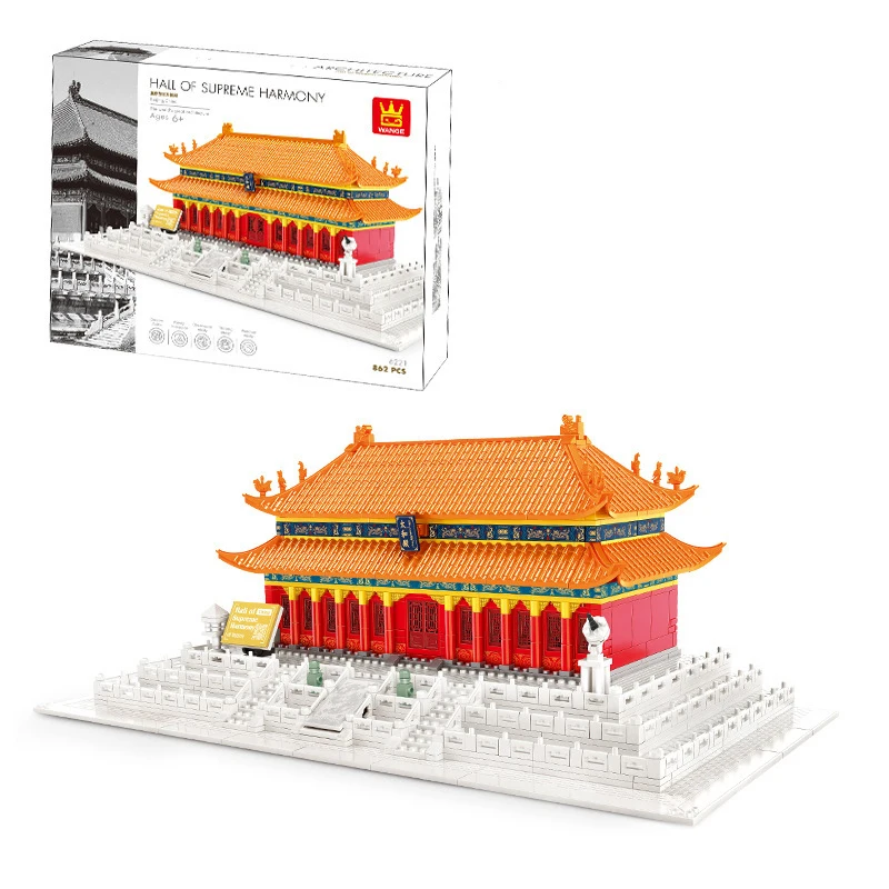 Blocs de construction créatifs, modèle de palais impérial chinois, ensemble de blocs de jouets, Architecture, briques imprimées, jouets, cadeau de noël