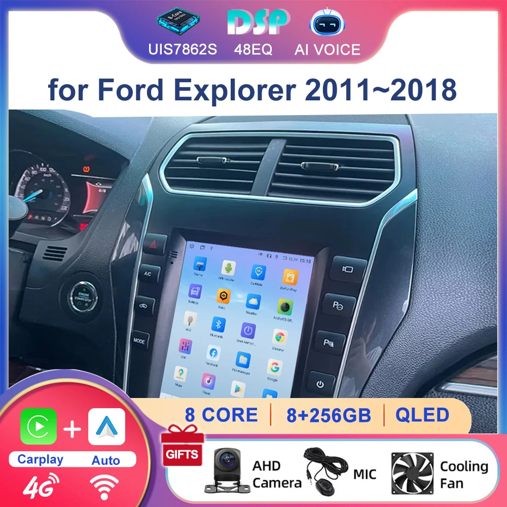 Radio Multimedia para Auto con Pantalla Táctil de 9.7'' Android Carplay IPS, Navegación GPS, Reproductor Estéreo para Ford Explorer 2011~2018, Carplay Auto