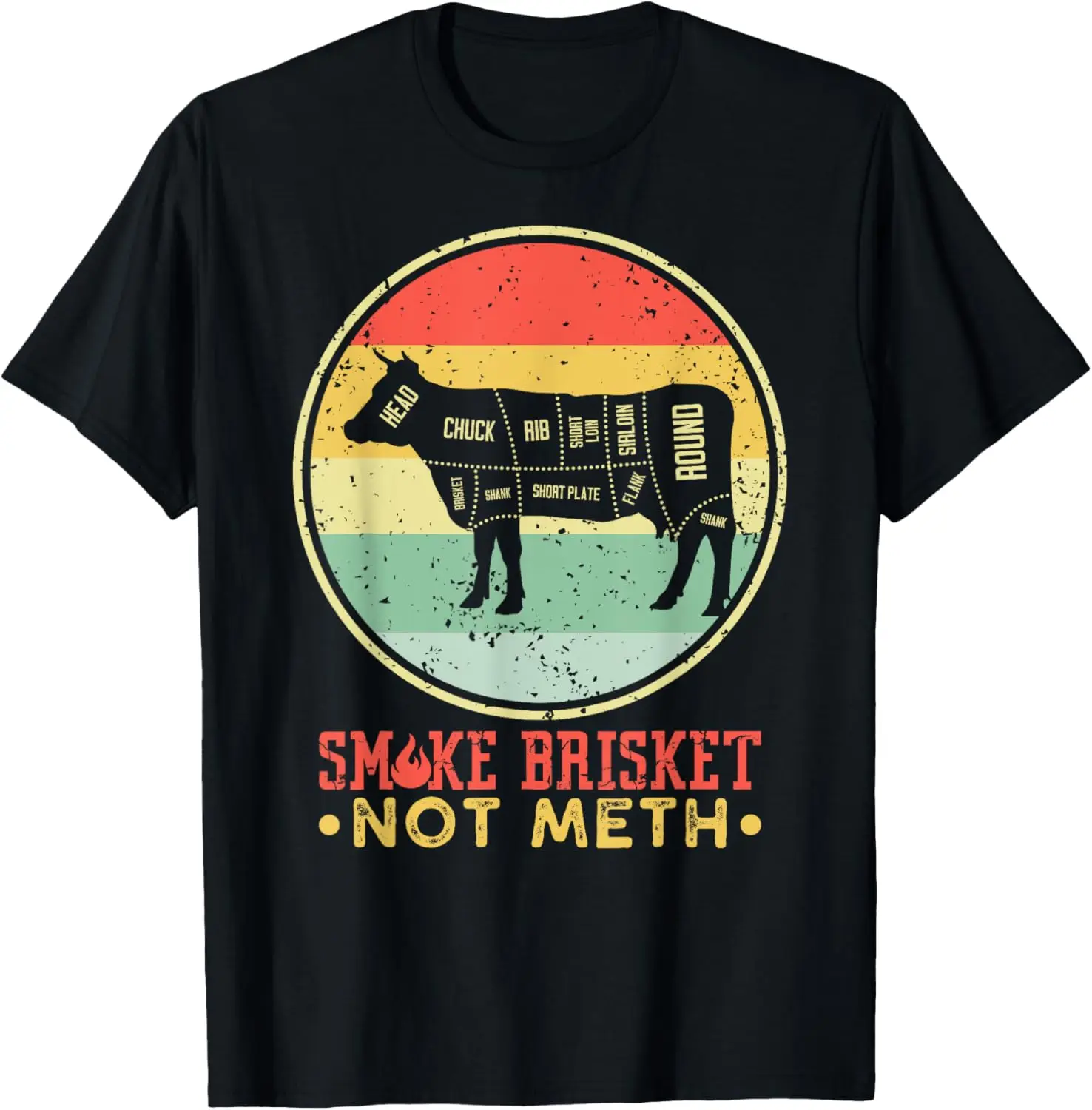 Футболка Smoke Brisket Not Meth / Not Mesh Retro Vintage Grill BBQ