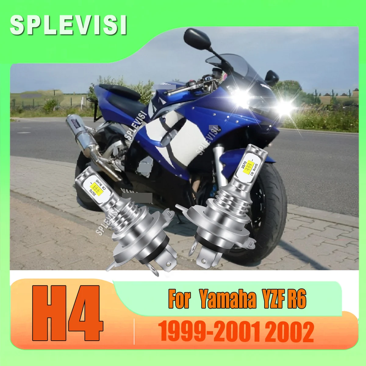 

12v LED Headlight Bulbs Replacement Kit 6000K White IP68 Waterproof, Pack of 2 For Yamaha YZF R6 1999 2000 2001 2002