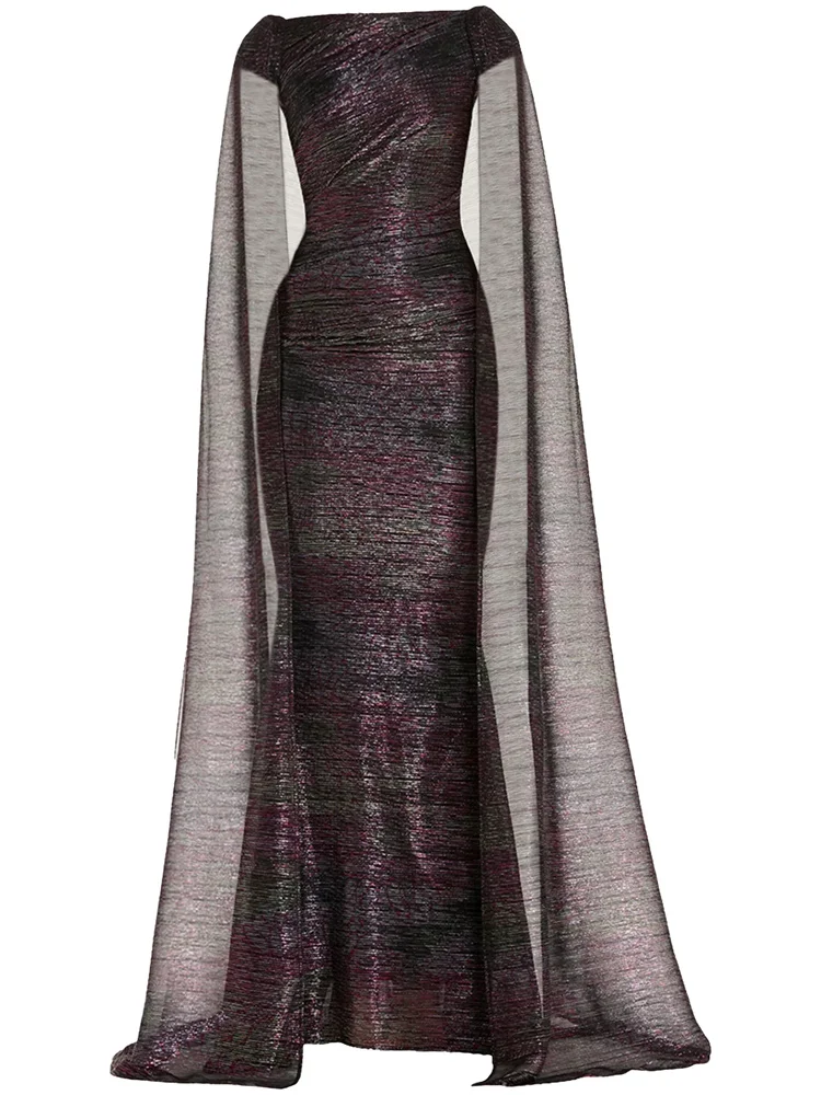 Robe de Soirée Élégante en Forme de Sirène pour Femme, Tenue avec Fermeture Éclair au Sol, Manches sulf, Dos en V, 2024