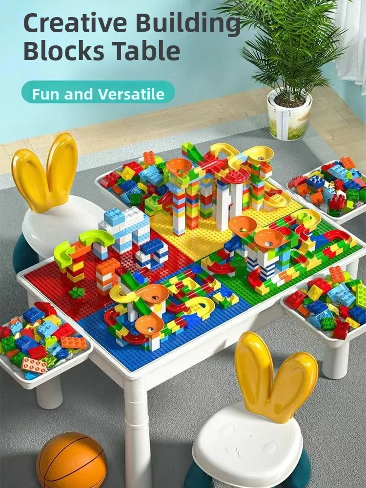 Children's Building Blo Table Eonal Toy Large Particle Assembly Game Table Puzzle Gift for 3 to 6 Years Old Kids
