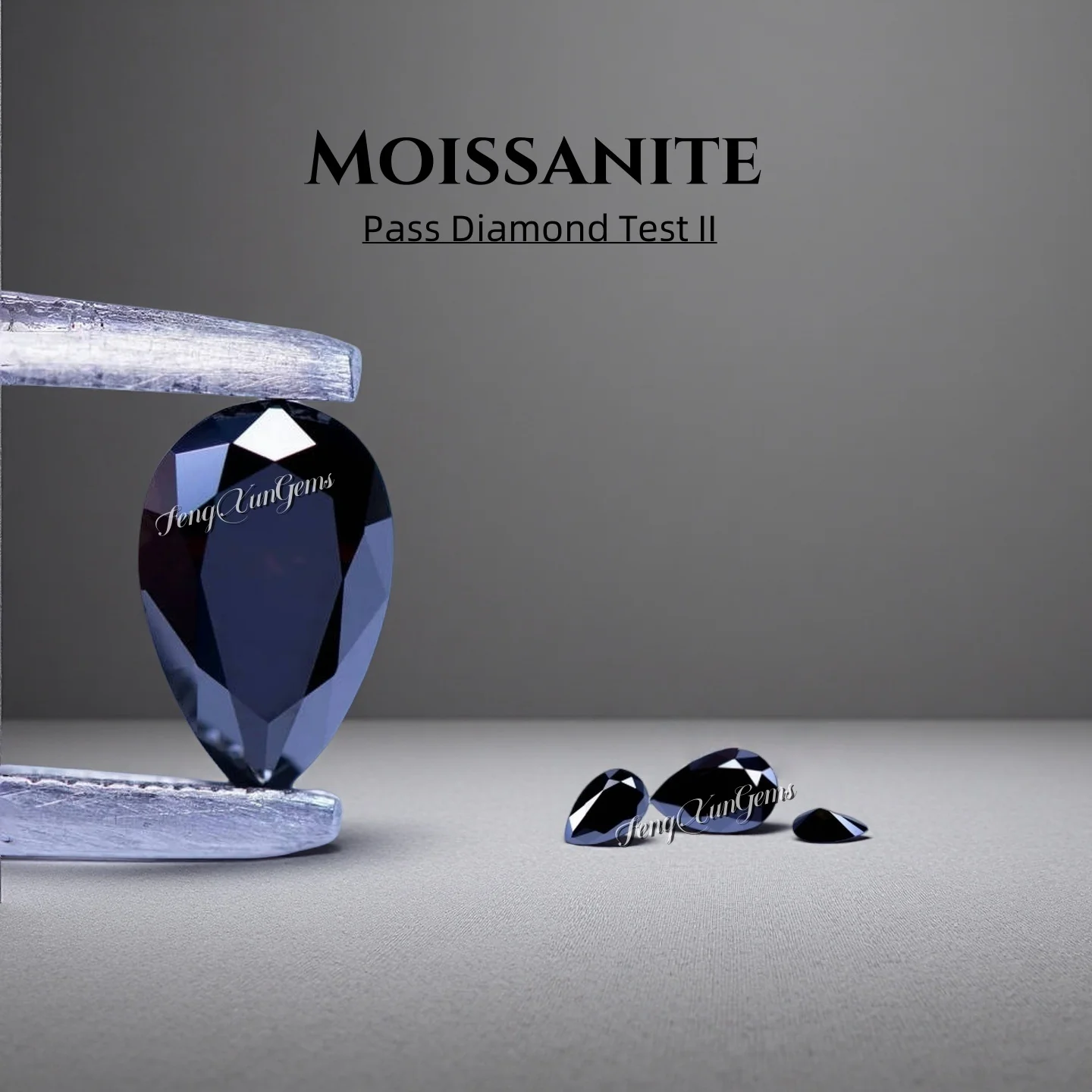 Loose Moissanite Stone Black Pear shape 0.35~5ct Excellent Cut Lab Grown Diamonds Pass test With GRA Certificate For jewelry