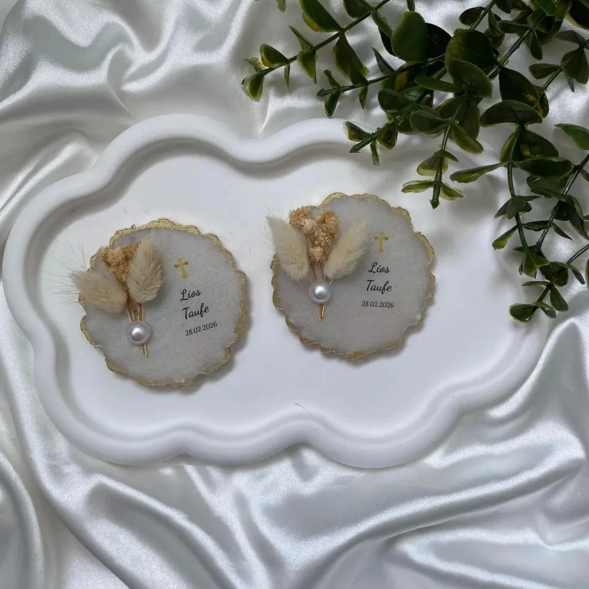 Personalized Baptism Epoxy Favor Magnet, Christening Keepsake , Wedding Favors , Engagement Keepsake