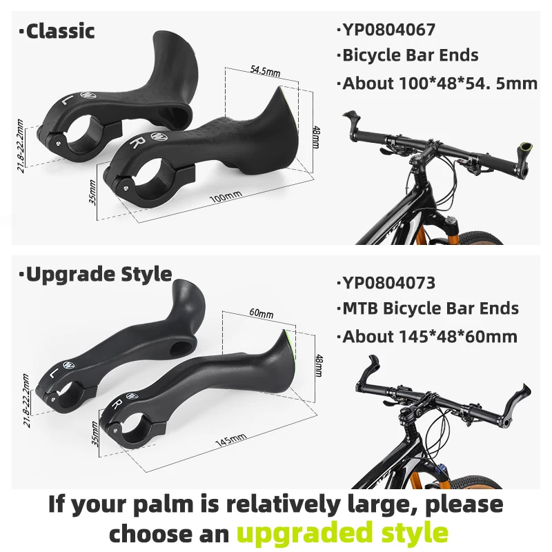 WEST BIKNG Bicycle Handlebar Extender Bars Ends Ergonomic Design MTB Handlebar Nylon Inner Handle Bar Grips Cycling Parts