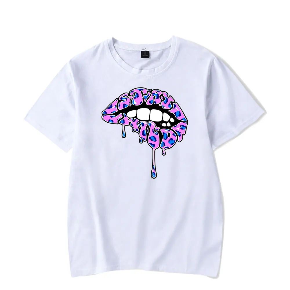 Ben Azelart Stay Wild Lip Shirt Vintage 90s T-Shirt Short Sleeve Trendy T Shirt Harajuku Tops Loose Unisex Camiseta Clothing