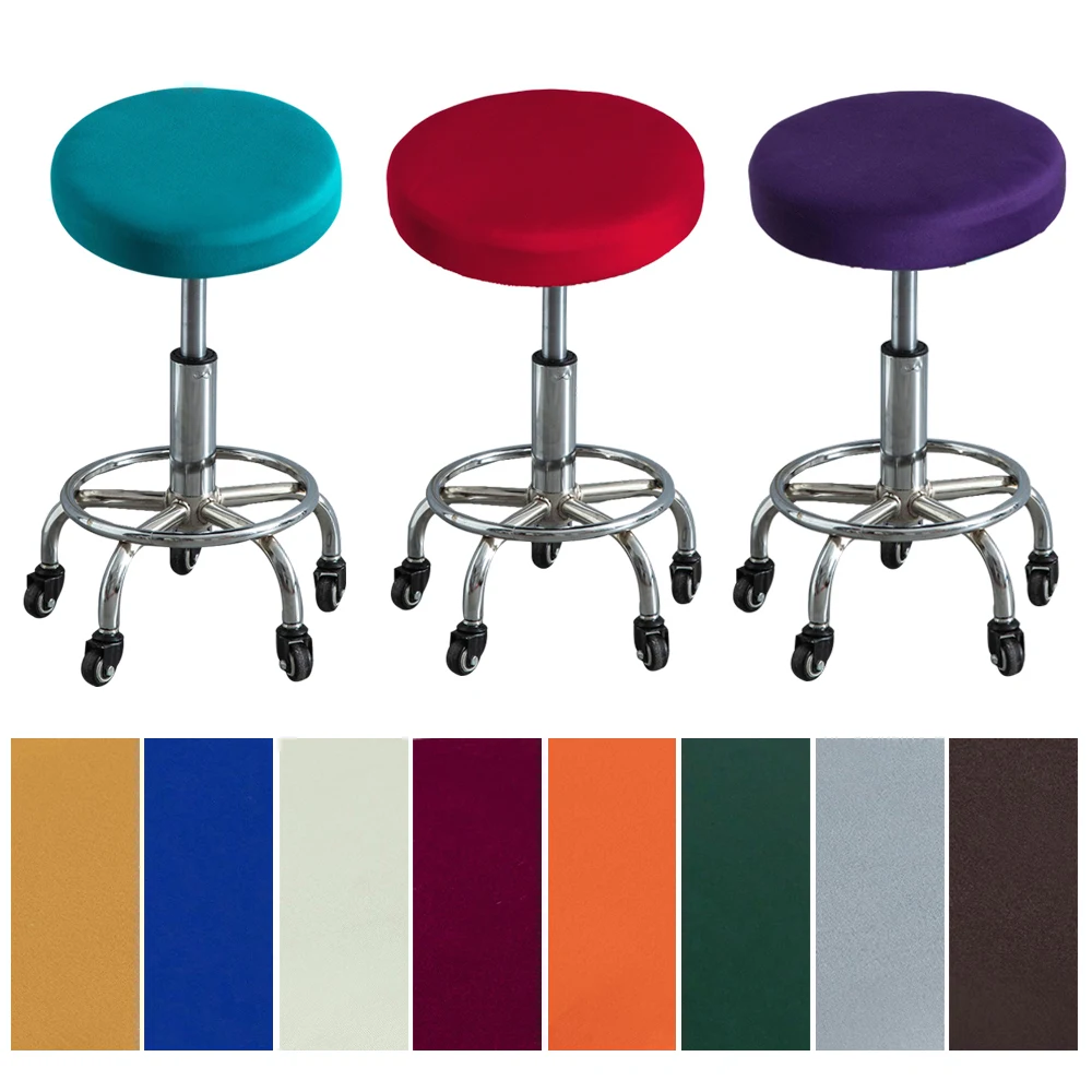 

Round Chair Cover Spandex Bar Stool Cover Elastic Seat Covers Home Chair Stretch Chair Slipcover Solid Colors Seat Slipcover