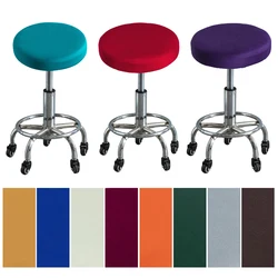 Round Chair Cover Spandex Bar Stool Cover Elastic Seat Covers Home Chair Stretch Chair Slipcover Solid Colors Seat Slipcover