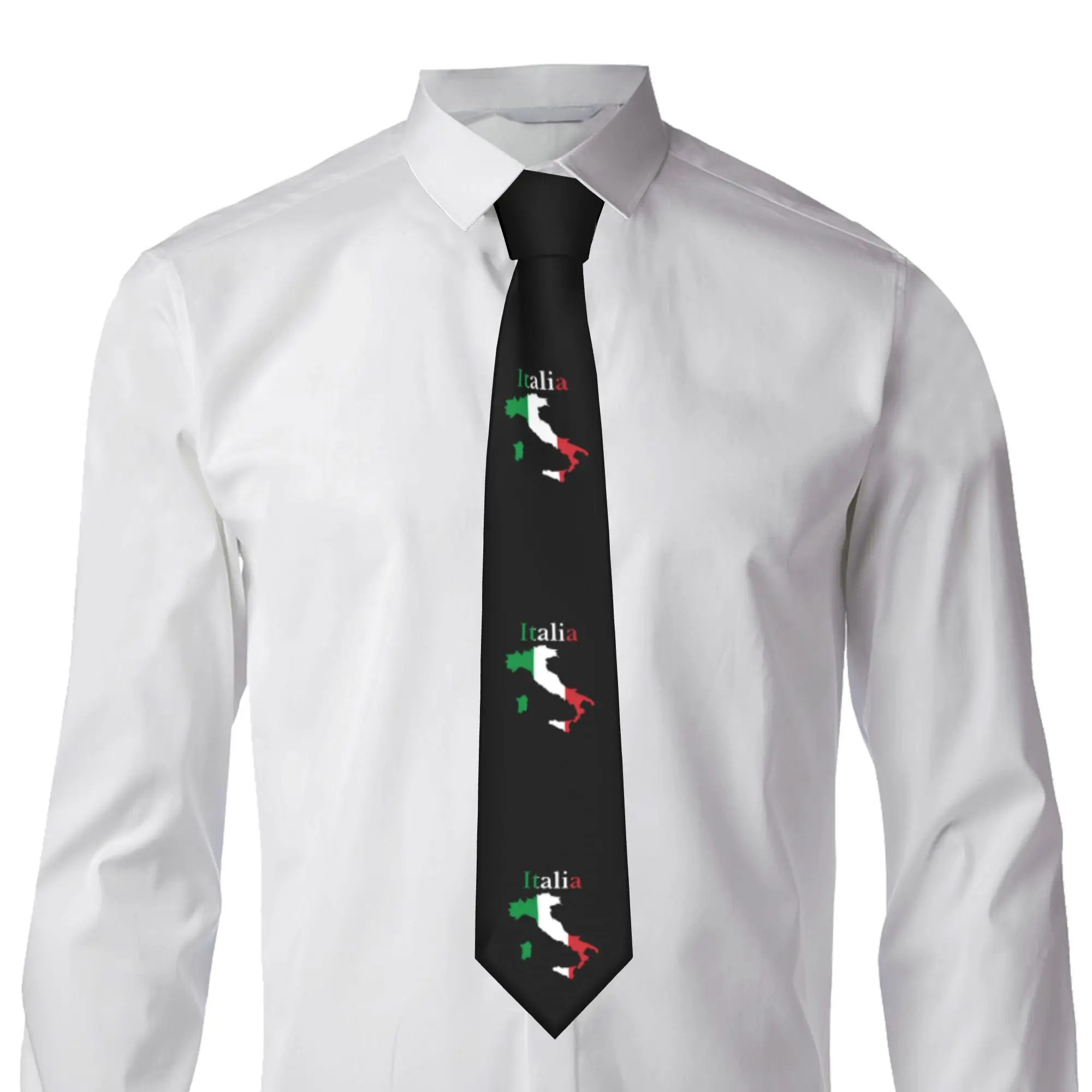 Fashion Italy Map Flag Neck Ties for Business Mens Italian Patriotic Neckties