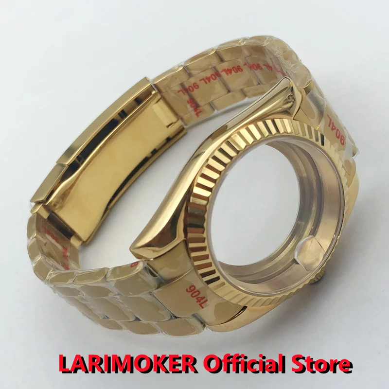 Браслет из сапфирового стекла LARIMOKER Gold 36 мм/39 мм подходит для NH34 NH35 ETA2824/2836/PT5000/Miyota8215/DG2813 3804