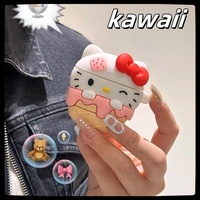 kawaii hello kitty cute cone AirPods Pro Apple Bluetooth headphone case 1/2/3 generation cartoon protective case for femaleanime