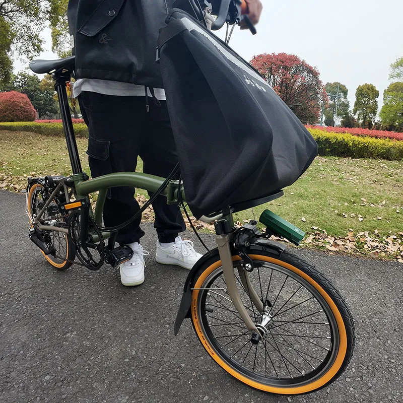Für Brompton Faltrad: Vordere Aufbewahrungstasche mit Halterung, Original Vordertasche, Gemüsekorb und interne Halterung – Detail 18