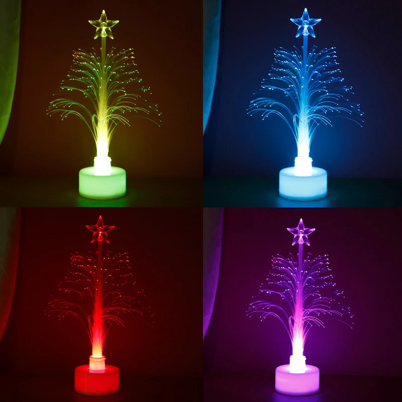 LED Christmas Fiber Tree Color-changing Fiber Tree Luminous Fiber Optic Christmas Tree Night Light Festival Decorative Lamp 1 PC