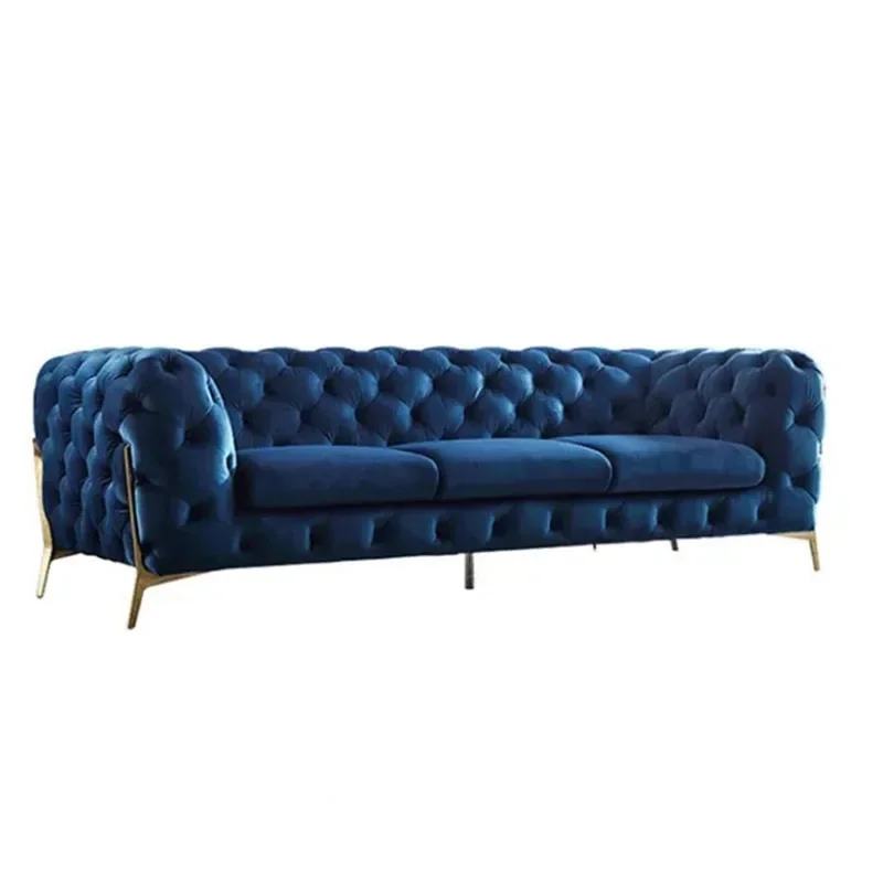 

Новый дизайн 2023, бархатный диван-смокинг для гостиной Chesterfield с золотыми ножками, мебель для гостиной, диван для большого дома