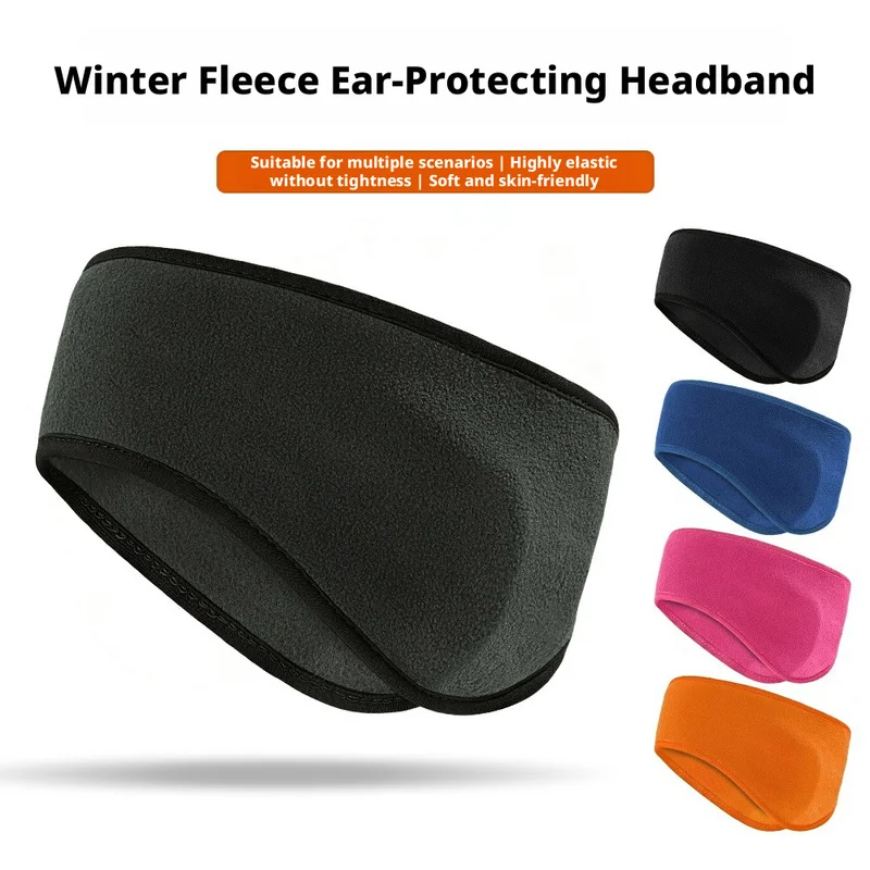 Winter Solid Color Fleece Windproof Ear Guard Headband Outdoor Cycling Running Cold Proof Warm Multi functional Sports Headband