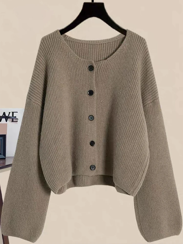 

Женский свободный вязаный кардиган весны 2025, уютный свитер для отдыха с длинными рукавами
