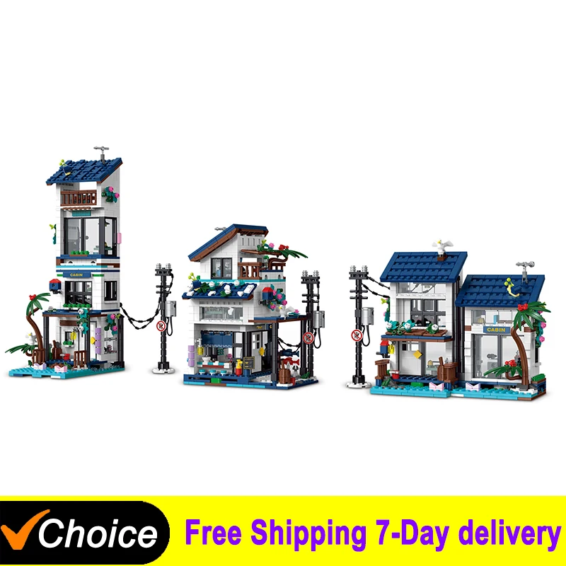 City Street View Decoration Building Block Set Holiday villa DIY Shop Model Building Toy Ideal for Home Decor and Holiday Gifts