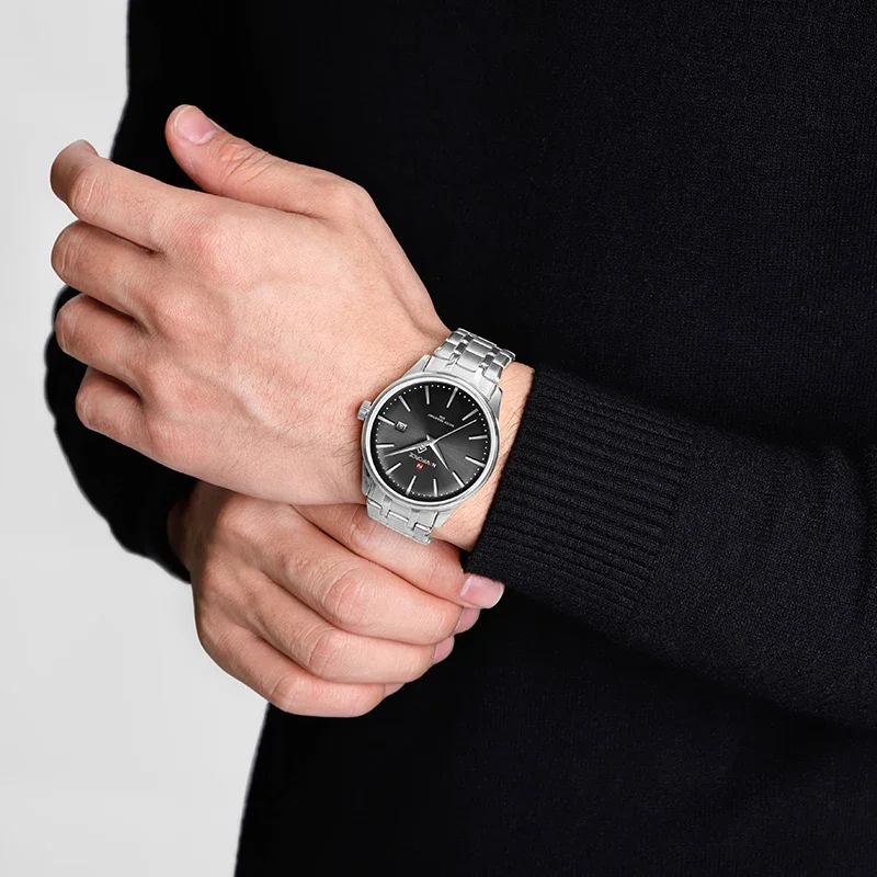 

NAVIFORCE Fashion Business Quartz Calendar Wristwatch Men Water Resistant Stainless Steel Band Man Watch Week Display Male Clock
