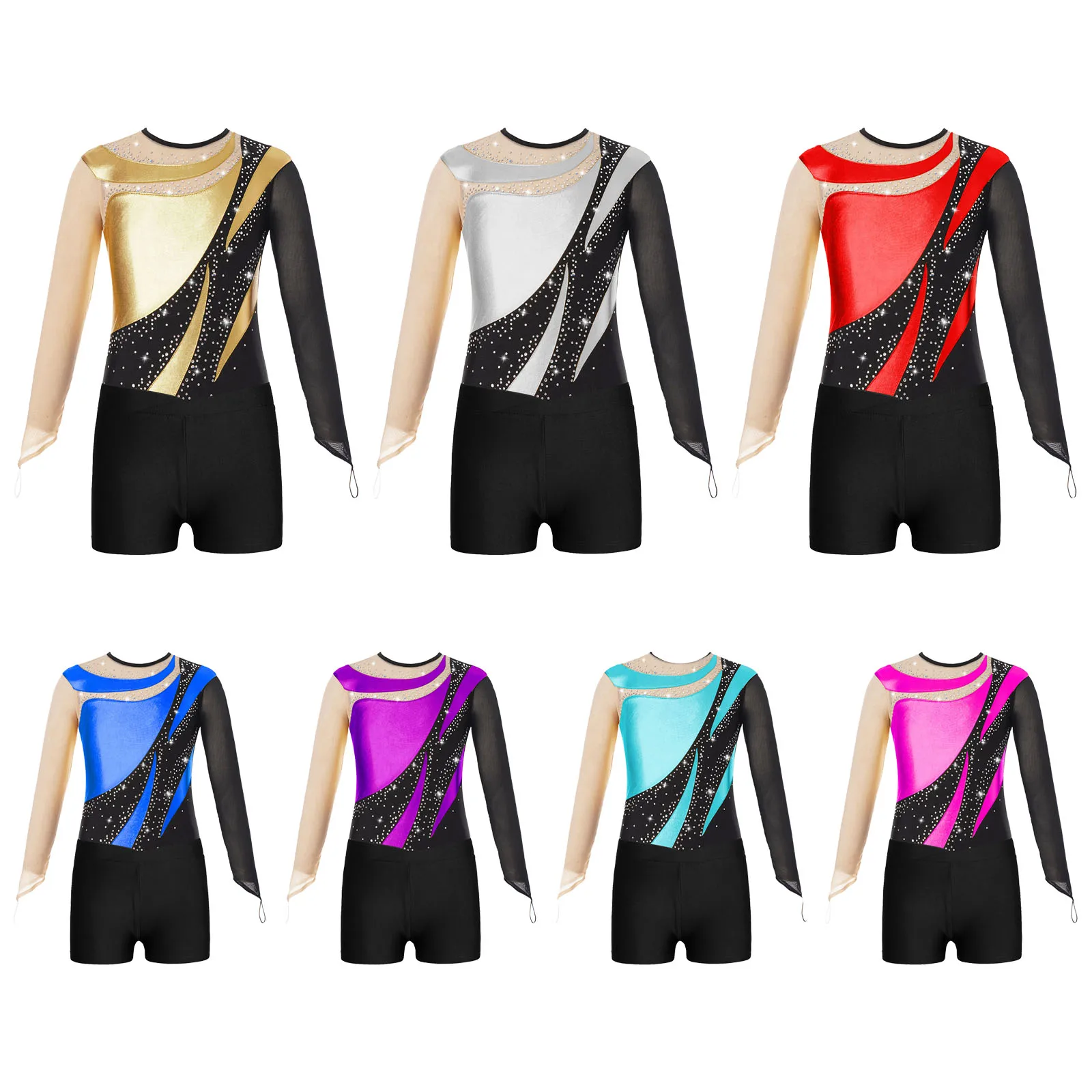 Kids Ballet Leotard Dance Sets Bodysuit with Shorts Rhythmic Gymnastics Workout Classical Dance Unitard Ballerina Stage Costume