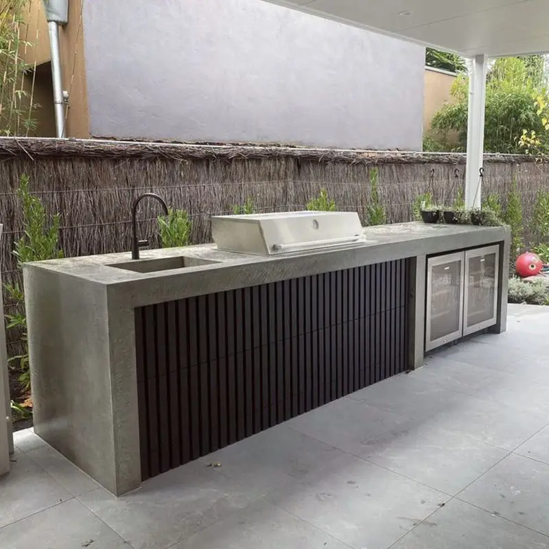 Stylish Premium Stainless Steel Outdoor Courtyard Kitchen with Free Combination BBQ Modules Customization Minimally Designed