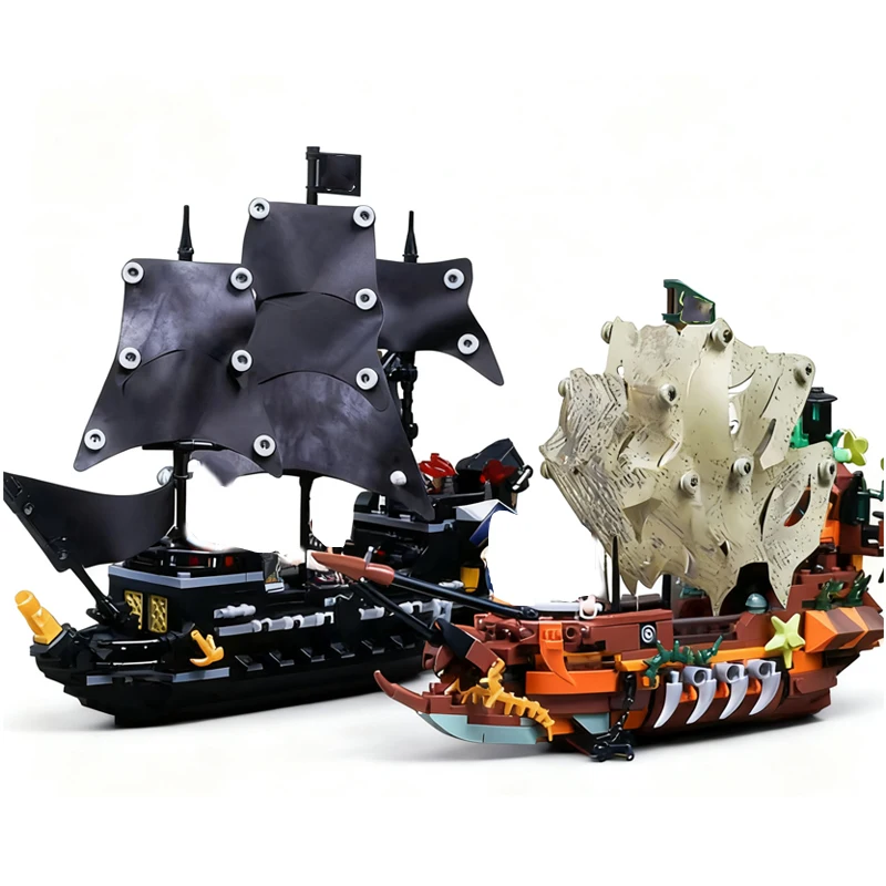 Creativo MOC Barca da pirata Nave Building Blocks Mattoni da città con set di figure Giocattoli da costruzione per bambini Ragazzi regalo