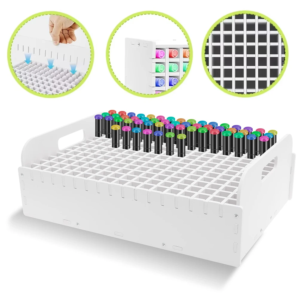 120/204 Slots Art Marker Pencil Storage Rack Large Capacity Watercolour Brushes Organizer Rack Dustproof Marker Holder For Desk
