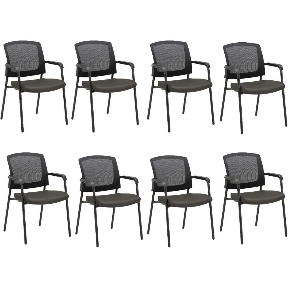 Black Stacking Chairs Stackable Waiting Room Chairs with Armrest,Mesh Office Reception Guest Chair for Home Desk Conference