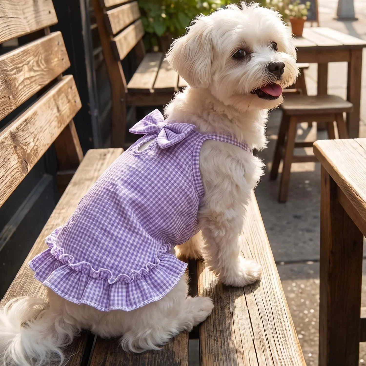 1 Stück Sommer-Haustierkleidung für kleine Hunde, niedliches gerüschtes gestreiftes Hundetanktop, atmungsaktive Welpenweste, süße Rüschen-Hundebekleidung – Detail 24