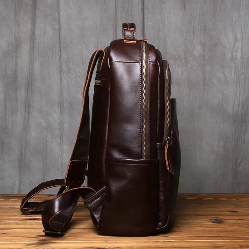 NZPJ Retro Echtes Leder männer Rucksack Mode Rucksack Top Schicht Rindsleder Computer Rucksack Große Kapazität Reisetasche – Detail 9