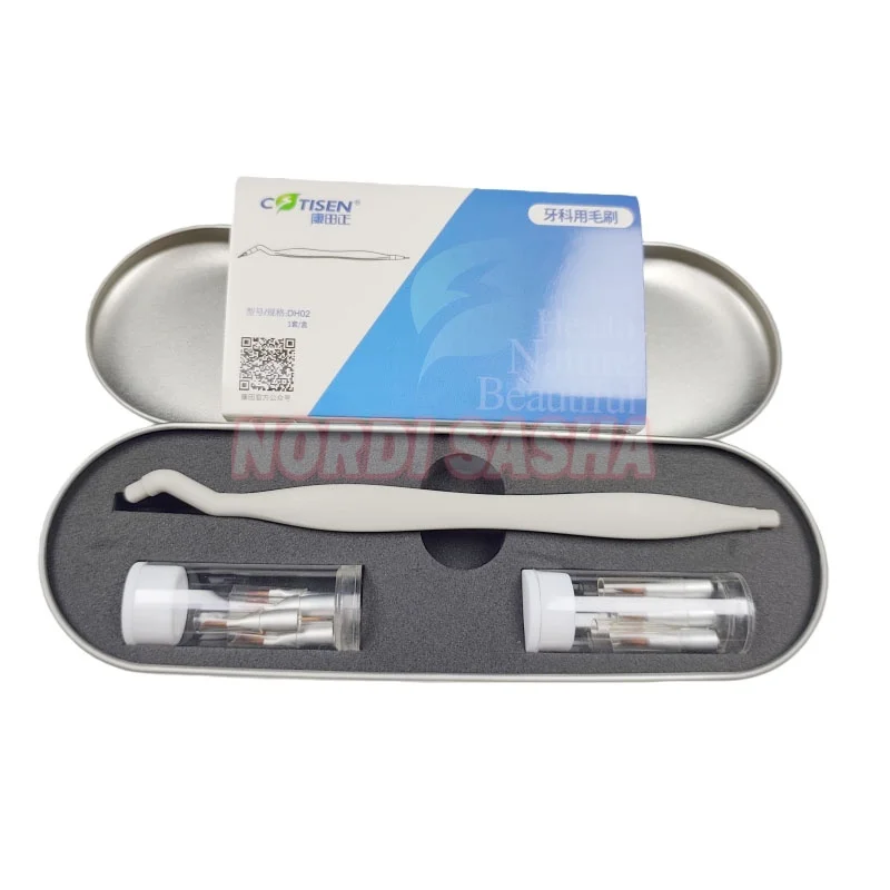 Dental Resin Sculpting Pen Set Replaceable Brushes Dental Micro Applicator Composite Brush Tips Straight /Curved Head